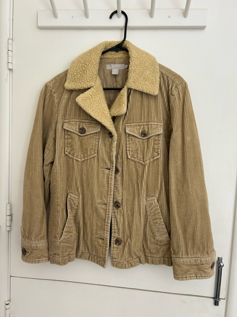 J. Crew Tan Corduroy Lined Jacket with Sherpa Collar Y2K 90s